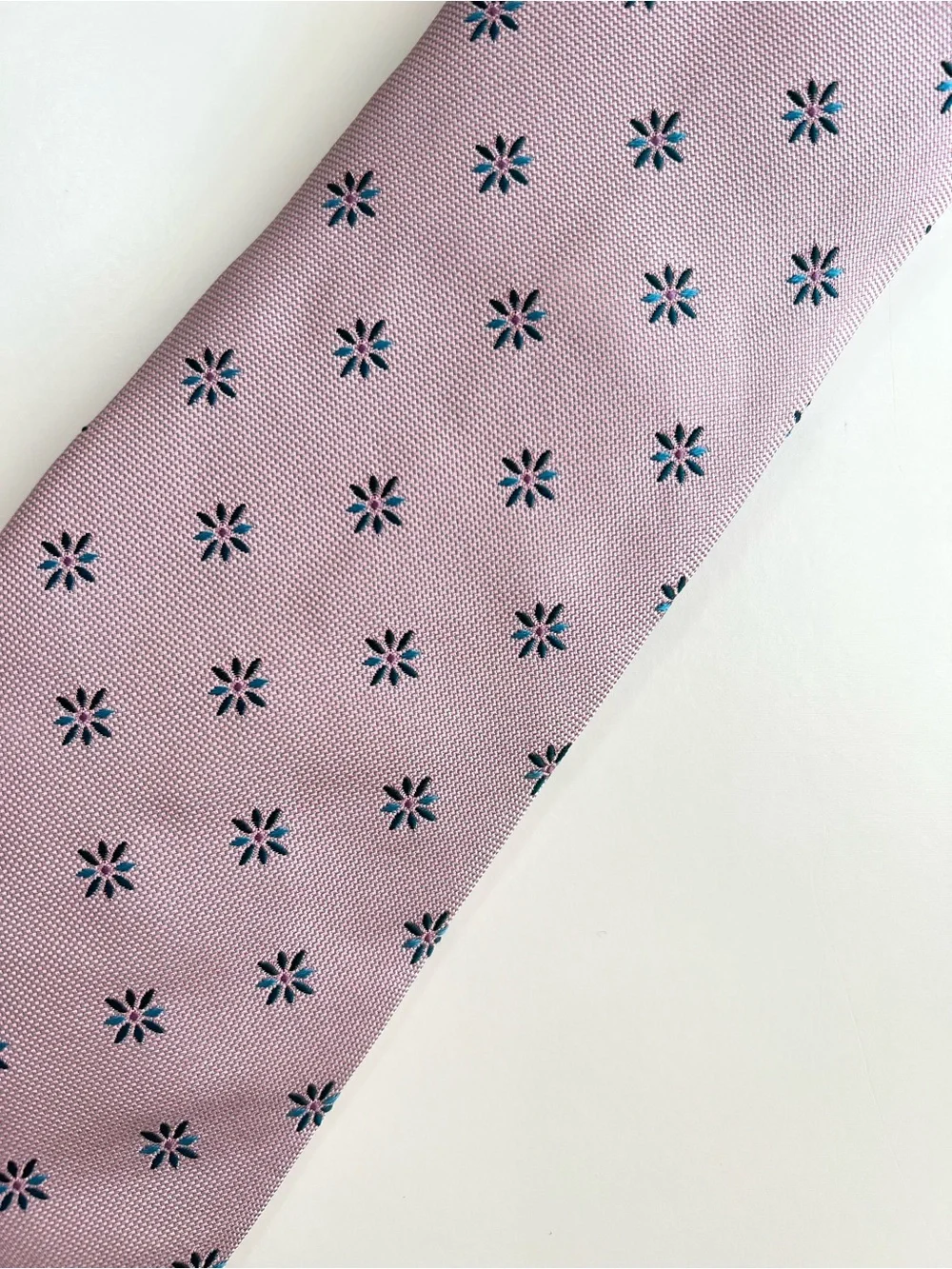 Vintage THOMAS PINK Pink Woven Floral 100% Silk Mens Luxury Tie